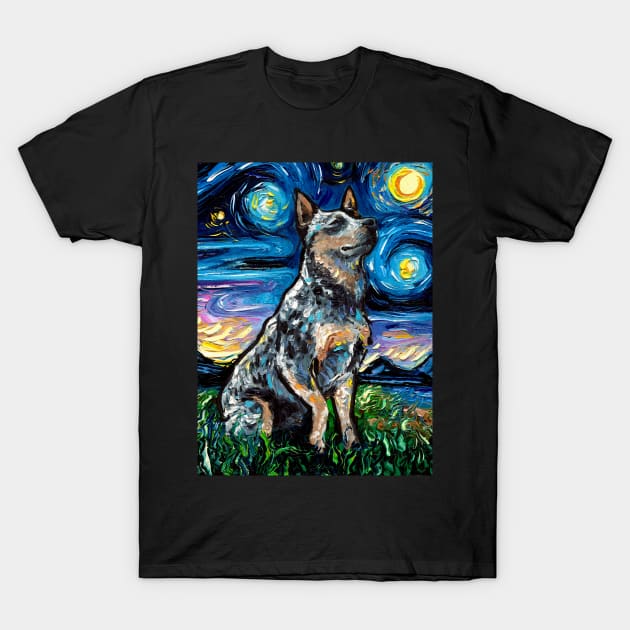 Blue Heeler Night T-Shirt by sagittariusgallery